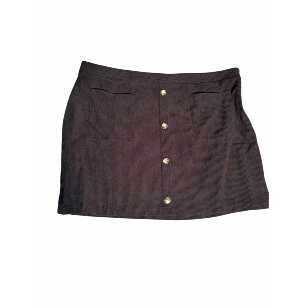 SHEIN Curve Black Corduroy Button Front Mini Skirt 3X